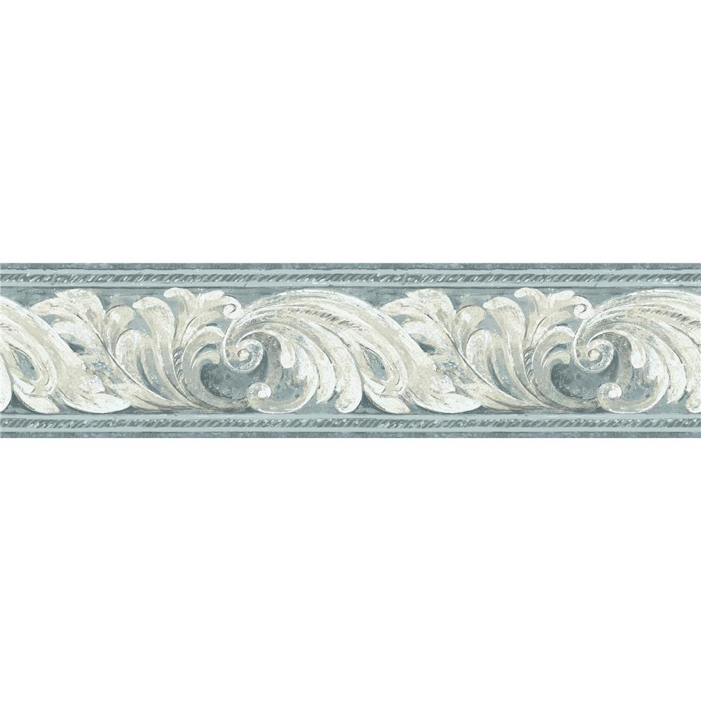 RoomMates by York RMK11507BD Scrolling Leaves Architectural Peel & Stick Border In Grey; Beige